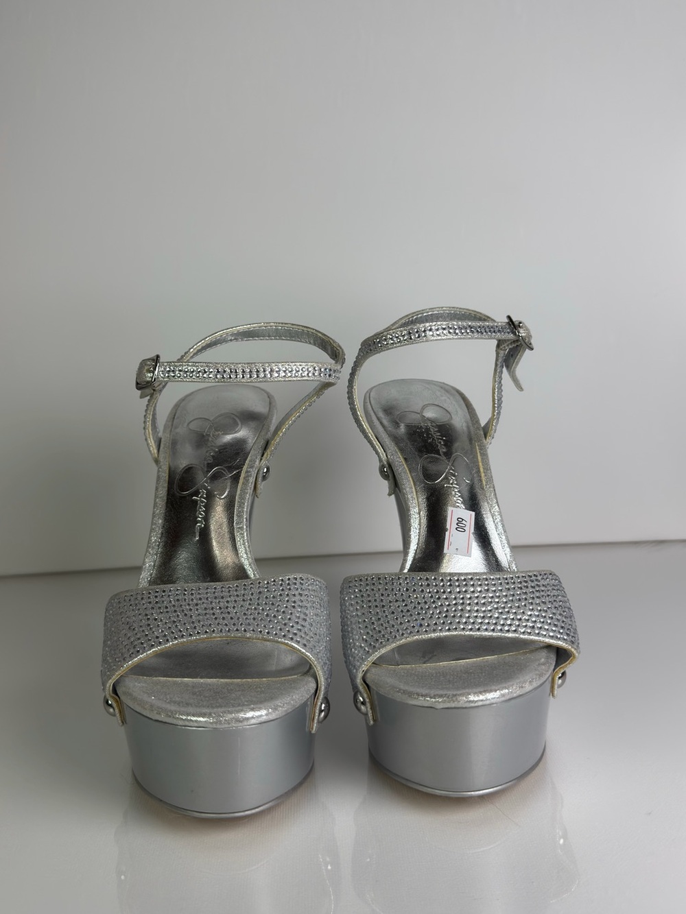 🔥👠Jessica Simpson Silver Rhinestone Platform Sandals